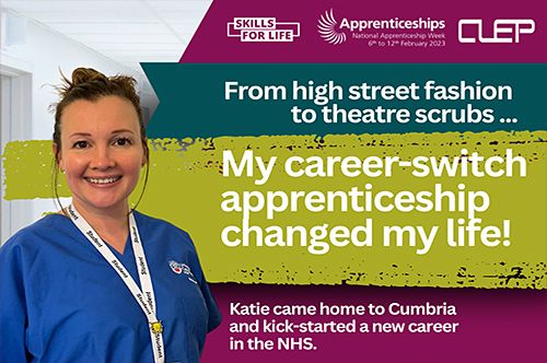 “From high street fashion to theatre scrubs.. my career-switch apprenticeship changed my life” – National Apprenticeship Week: Katie’s Story