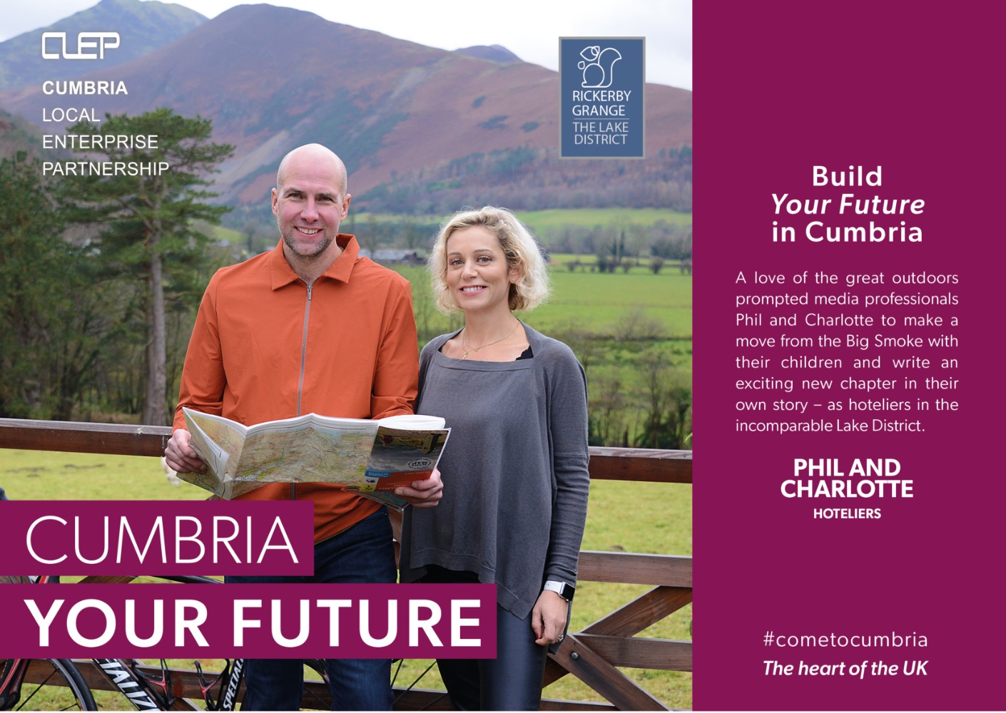 Build Your Future In Cumbria: A love of the great outdoors prompted media professionals Phil and Charlotte to make a move from the Big Smoke with their children and write a new chapter in their own story - as hoteliers in the incomparable Lake District. (Photo: Phil and Charlotte, hoteliers).